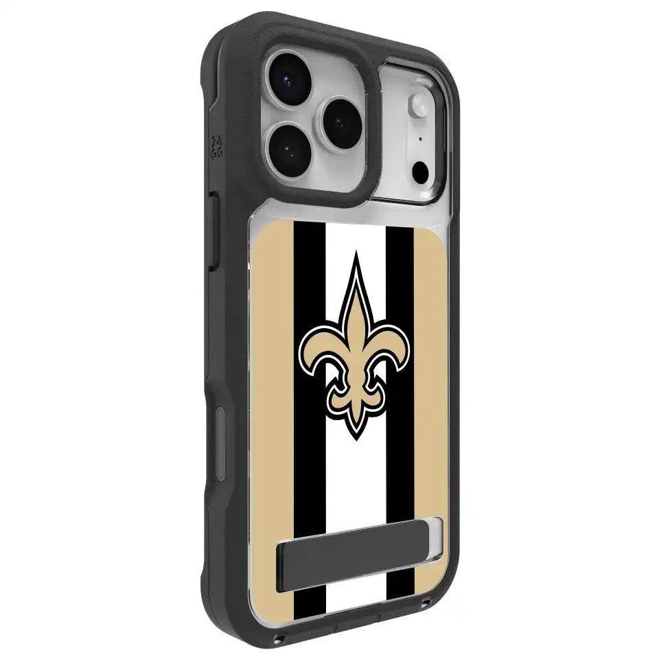 New Orleans Saints Rainier Snap for MagSafe Phone Case with Stand - Striped Logo