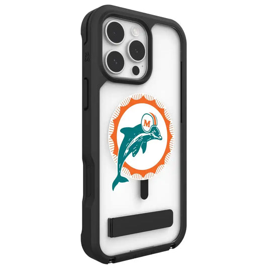 Miami Dolphins Rainier Snap for MagSafe Phone Case with Stand - Throwback Logo